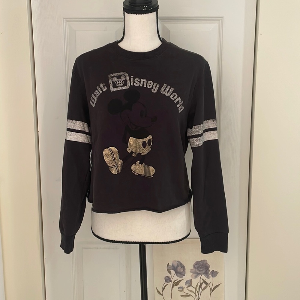 Disney Parks Merch Walt Disney World Mickey Cropped Varsity Sweatshirt